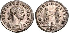 RÖMER RÖMISCHES KAISERREICH. AURELIANUS 270-275. Bi-Antoninian (274) 3,69g, Siscia, 3. Off. Panzerbüste m. Strkr. n.r. IMP C AVRELIANVS AVG / CONCORDIA MILITVM Kaiser u. Concordia militum beim Handsch