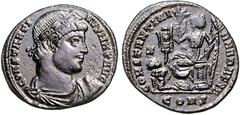 RÖMER RÖMISCHES KAISERREICH. CONSTANTINUS I. der Große, Augustus 306(310)-337. AE-Follis 20/19,5mm (328) 2,43g, Konstantinopel, 7. Offizin. Panzerbüste mit Paludamentum und Rosettendiadem n. r. CON ST