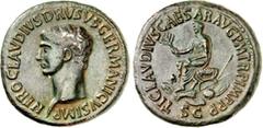 RÖMER RÖMISCHES KAISERREICH. Nero Claudius Drusus (I.), Vater des Claudius + 9 v.Chr. AE-Sesterz, postum (41/50) 35/36mm 23,75g. Kopf nl NERO CLAVDIVS DRVSVS GERMANICVS IMP / TI CLAVDIVS CAESAR AVG PM