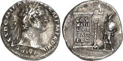 RÖMER RÖMISCHES KAISERREICH. DOMITIANUS, Augustus 81-96. Denar (9./12.88) 2,94g. Kopf mit Lorbeerkranz n.r. IMP CAES DOMIT AVG GERM TR P VIII / COS XIII LVD SAEC FEC Kandelaber zwischen Säule links mi