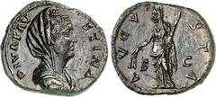 RÖMER RÖMISCHES KAISERREICH. Diva Faustina senior z.Z. Antoninus Pius 141/161. AE-As 25/27mm 11,08g. Büste mit Palla n.r. DIVA - FAVSTINA / A-VG-VSTA - S - C Ceres steht mit Langfackel und Ähren v.v.,