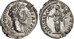 RÖMER RÖMISCHES KAISERREICH. MARCUS AURELIUS, Augustus 161-180. Denar (169) 3,17g. Kopf m. Lorbeerkranz n.r. M ANTONINVS - AVG TR P XXIII / LIBERAL - V COS III Liberalitas steht n.l. RIC 206, BMC 412,