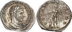 RÖMER RÖMISCHES KAISERREICH. MACRINUS 217-218. Denar (217) 2,94g. Belorbeerte Panzerbüste n. r. IMP C M OPEL SEV MACRI NVS AVG / VOTA PVBL PM TRP Jupiter steht v. vorn, hält Blitzbündel und Zepter, li
