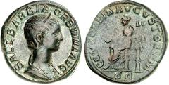 RÖMER RÖMISCHES KAISERREICH. Orbiana, Gemahlin des Sev. Alexander 225- 227. AE-Sesterz (225) 20,08g. Büste in Palla mit Diadem n.r. SALL BARBIA - ORBIANA AVG / CONCORDIA AVGVSTORVM SC Concordia thront