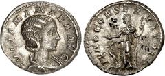 RÖMER RÖMISCHES KAISERREICH. Iulia Mamaea, Mutter des Sev. Alexander 222-235. Denar (222) 3,12g. Pallabüste n.r. IVLIA MAMAEA AVG / IVNO CONSERVATRIX Iuno conservatrix steht n.l., hält Schale und Zept