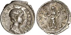 RÖMER RÖMISCHES KAISERREICH. Iulia Mamaea, Mutter des Sev. Alexander 222-235. Denar (231) 20mm 2,97g. Pallabüste m. Diadem n.r. IVLIA MA-MAEA AVG / VENVS V-I-CTRIX Venus victrix steht n.l. RIC 358, BM