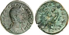 RÖMER RÖMISCHES KAISERREICH. Iulia Mamaea, Mutter des Sev. Alexander 222-235. AE-Sesterz (230) 29mm 21,38g. Drapierte Büste mit Diadem n. r. IVLIA MAMAEA AVGVSTA / FELICITAS PVBLICA SC Felicitas sitzt