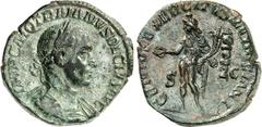RÖMER RÖMISCHES KAISERREICH. TRAIANUS DECIUS 249-251. AE-Sesterz 28/29mm 17,36g. Belorbeerte Panzerbüste n.r. IMP C M Q TRAIANVS DECIVS AVG / GENIVS EXERCITVS ILLVRICIANI - S - C Genius des Heeres der