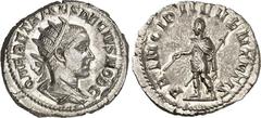 RÖMER RÖMISCHES KAISERREICH. Herennius Etruscus Caesar 250-251. Antoninian 3,92g. Palliumbüste m. Strkr. n.r. Q HER ETR MES DECIVS NOB C / PRINCIPI IVVENTVTIS Caesar steht m. Lanze u. Vitis n.l. RIC 1