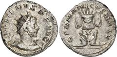 RÖMER RÖMISCHES KAISERREICH. GALLIENUS z.Z. Valerianus I. 253-260. Antoninian (257/260) 4,02g. Lyon. Büste mit Panzer und Strahlenkrone n. r. IMP GALLIENVS PF AVG / GERMANICVS MAX V Tropaeum mit 2 ger
