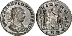 RÖMER RÖMISCHES KAISERREICH. FLORIANUS 276. AE-Antoninian 22mm 3,06g, Serdica, 2. Off. Büste mit Panzer und Strahlenkrone n.r. IMP C M ANN FLORIANVS AVG / PRO-VIDEN D-EOR Concordia militum, mit zwei S