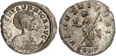 RÖMER RÖMISCHES KAISERREICH. Magnia Urbica, Gemahlin des Carinus 283-285. AE-Antoninian 3,68g, Ticinum, 2. Offizin. Drapierte Büste mit Diadem auf Mondsichel n.r. MAGNIA VRBICA AVG / VENVS VICTRIX Ven