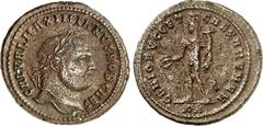 RÖMER RÖMISCHES KAISERREICH. Maximianus II. Galerius Caesar 293-305. AE-Follis 28/27mm (297/298) 10,81g, Cyzicus, 1. Off. (Breiter) Kopf m. Lkr. n.r. GAL VAL MAXIMIANVS NOB CAES / GENIO AVGG ET - CAES