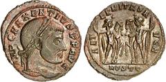 RÖMER RÖMISCHES KAISERREICH. MAXENTIUS Augustus 307-312. AE-Follis 23mm (309/312) 5,48g, Ostia, 4. Off. Kopf m. Lkr. n.r. IMP C MAXENTIVS P F AVG / AETE-RNITAS - AVG N Dioskuren stehen mit Pferden v.v
