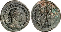 RÖMER RÖMISCHES KAISERREICH. Constantinus I. Caesar 306-307(310). AE-Follis 26/28mm (Sommer 307) 7,70g, Trier, 1. Off. Panzerbüste m. Lkr. n.r. FL VAL CONSTANTINVS NOB C / PRINCIPI - IVVE-NTVTIS Kaise