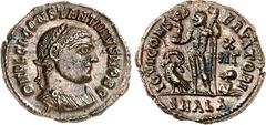 RÖMER RÖMISCHES KAISERREICH. Constantinus II. Caesar 317-337. AE-Follis 18/19mm (317/320) 3,13g, Alexandria, 1. Off. Belorbeerte gepanzerte Büste n.r. D N FL CL CONSTANTINVS NOB C / IOVI CONSER-VATORI