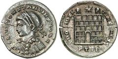 RÖMER RÖMISCHES KAISERREICH. Constantius II. Caesar 324-337. AE-Follis 18/19mm (327/328) 2,41g, Trier, 1. Off. Paludamentbüste (mit "Trierer Pelzchen") u. Lkr. n.links FL IVL CONSTANTIVS NOB C / PROVI