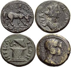 GRIECHEN der RÖMISCHEN KAISERZEIT 12 Stücke (14-24mm). NIKAIA: Caracalla / Kiste, Sev.Alexander / Signa, Gordian III. / Signa ALEXANDRIA: Sev.Alexander / Pferd PHILADELPHIA: Caligula / Dioskurenköpfe,