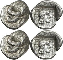 GRIECHEN LYKIEN Uvug 470-440 v. Chr. 1/36 Stater (Hemiobelion) 0,28g. Androkephaler Flügeleber n.r. / In Plinthe: (lykisch:) UVUG Sphinxkopf n.r. im Perlquadrat. Babelon Traité - , SNG v.Aul. - , Vism