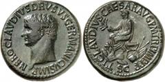 RÖMER RÖMISCHES KAISERREICH Nero Claudius Drusus (I.), Vater des Claudius + 9 v.Chr. AE-Sesterz, postum (41/50) 25,77g. Kopf n.l. NERO CLAVDIVS DRVSVS GERMANICVS IMP / TI CLAVDIVS CAESAR AVG P M TR P 