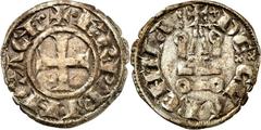 EPOCHE DER KREUZZÜGE ACHAIA, Fürstentum in Morea Carlo I. / II. d'Angio 1278-1285-1289. Bi-Denier Tournois 0,85g, Korinth. Fußkreuz im Fadenkreis + . K' . R, PRINC Keil ACh / + xx DE xx CLLRENTIL Kast
