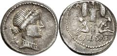 Römer IMPERATORISCHE PRÄGUNGEN CAIUS IULIUS CAESAR 100-44 v. Chr. Denar (46/45 v.Chr.) 3,83g, unbest. Mzst. in Spanien. Kopf der Venus mit Diadem und Perlenkette n.r. dahinter Cupido / Weinende Gallie
