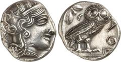 GRIECHEN ATTIKA. ATHEN. Tetradrachmon (403/365 v.Chr.) 17,23g. Athenakopf n.r. / Im Quadrat: Eule steht n.r., Kopf v.v.; r. AQE. Svor. Tf. 15,32. . vz