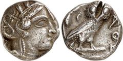 GRIECHEN ATTIKA. ATHEN. Tetradrachmon (365/359 v.Chr.) 16,95g. Kopf der Athena mit attischem Helm und Ölkranz n.r. / AQE Eule steht n.r., Kopf v.v.; dahinter Ölzweig und Mondsichel;. Svor. Tf.19, BMC 