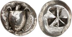 GRIECHEN AIGINA. Stater (um 510 v.Chr.) 12,32g. Seeschildkröte / unregelmäßig viergeteiltes Windmühl-Incusum. SNG Cop. 502, SNG Dellep. 1510vgl., Kraay 115. . feine Tönung, ss-