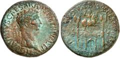 RÖMER RÖMISCHES KAISERREICH. CLAUDIUS 41-54. AE-Sesterz (41/50) 26,30g. Kopf m. Lkr. n.r. TI CLAVDIVS CAESAR AVG P M TR P IMP PP / NERO CLAVDIVS DRVSVS GERMAN IMP SC Triumphbogen, oben Reiterstatue de