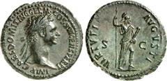 RÖMER RÖMISCHES KAISERREICH. DOMITIANUS, Augustus 81-96. AE-As (95/96) 9,58g. Kopf mit Lorbeerkranz n.r. IMP CAES DOMIT AVG GERM COS XVII CENS PER P P / VIRTVTI - AVGVSTI - S - C Virtus steht n.r., hä