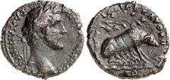 RÖMER RÖMISCHES KAISERREICH. ANTONINUS PIUS Augustus 138-161. AE-As (140/144) 9,77g. Kopf m. Lkr. n.r. ANTONINVS AVG - PIVS P P TR P COS [III] / IMPERATOR II - S C Sau säugt Frischlinge unter Ficus Ru