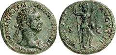 RÖMER RÖMISCHES KAISERREICH. DOMITIANUS, Augustus 81-96. AE-As (87) 11,1g. Belorb. Kopf n. r. IMP CAES DOMIT AVG GERM COS XIII CENS PER P P / VIRTVTI AVGVSTI SC Virtus mit Speer und Parazonium steht n