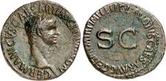 RÖMER RÖMISCHES KAISERREICH. Germanicus, Vater d. Caligula, Bruder d. Claudius 15 v. Chr. -19 n. Chr. AE-As, postum unter Claudius (50/54) 9,29g. Kopf n.r. GERMANICVS CAESAR TI AVG F DIVI AVG N / TI C