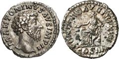 RÖMER RÖMISCHES KAISERREICH. MARCUS AURELIUS, Augustus 161-180. Denar (163) 3,15g. Kopf n.r. M ANTONINVS AVG IMP II / CONCORD AVG TR P XVII - COS III Concordia thront mit Patera n.l. und stützt l. Arm