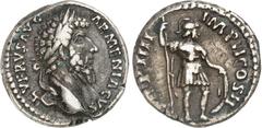 RÖMER RÖMISCHES KAISERREICH. LUCIUS VERUS 161-169. Denar (164) 3,55g. Kopf mit Lorbeerkranz n.r. L VERVS AVG - ARMENIACVS / TR P IIII - IMP II COS II Mars ultor steht in Rüstung, mit Helm, Schild und 
