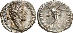 RÖMER RÖMISCHES KAISERREICH. COMMODUS, Augustus 177-192. Denar (182) 3,06g. Kopf m. Lkr. n.r. M - COMMODVS A-NTONINVS AVG / TR P VII IMP - IIII COS III P P Mars victor schreitet n.r. RIC 25, BMC 76, C