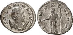 RÖMER RÖMISCHES KAISERREICH. Salonina, Gemahlin des Gallienus 253-268. Antoninian (253/260) 3,23g, Rom. Pallabüste m. Diadem auf Mondsichel n.r. SALONI-NA AVG / IVNO REGINA Iuno regina steht n.l. RIC 