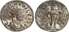 RÖMER RÖMISCHES KAISERREICH. Carinus Caesar 282-283(-285). Bi-Antoninian (01./03.283) 3,41g, Lyon, 4. Off. Panzerbüste m. Strkr., Speer und Schild n.l. CARINVS NOBIL CAES / SAECVLI FELICITAS Prinz ste