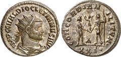 RÖMER RÖMISCHES KAISERREICH. DIOCLETIANUS Iovius 284-305. Bi-Antoninian 3,87g, Cyzicus, 4. Off. Paludamentbüste m. Strkr. n.r. IMP C C VAL DIOCLETIANVS AVG / CONCORDIA MI-LITVM . Iupiter überreicht Ka