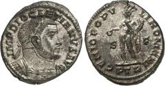 RÖMER RÖMISCHES KAISERREICH. DIOCLETIANUS Iovius 284-305. Bi-Follis 25/28mm (303/305) 9,59g, Trier, 1. Off. Panzerbüste m. Lkr. n.r. IMP DIOCLETIANVS AVG / GENIO POPV-LI ROMANI Genius steht n.l.; im F