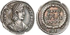 RÖMER RÖMISCHES KAISERREICH. CONSTANTIUS II. Augustus 337-361. Leichte Siliqua (355/361) 2,30g, Siscia (Sisak). Büste mit Panzer, Paludamentum und Perlendiadem n. r. D N CONSTAN- TIVS P F AVG / VOTIS 