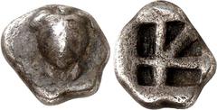 GRIECHEN AIGINA. Obolon (1/4 Stater) (550/480 v.Chr.) 1,03g. Seeschildkröte / 5-geteiltes Quadratum incusum. BMC 123-131, T.24.6, SNG Cop. 511, ANS Rosen Coll.222. . dunkle Patina