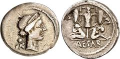 RÖMER IMPERATORISCHE PRÄGUNGEN. GAIUS IULIUS CAESAR 100-44 v. Chr. Denar (46/45 v.Chr.) 3,66g. Kopf der Venus mit Diadem n. r., Cupido auf Schulter / Gallierin und Gallier (Vercingetorix) sitzen traue