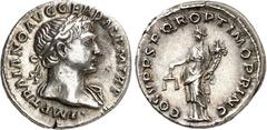 RÖMER RÖMISCHES KAISERREICH. TRAIANUS 98-117. Denar (103/109) 3,18g. Büste m. Lorbeerkranz n.r. Drapierung auf linker Schulter IMP TRAIANO AVG GER DAC P M TR P / COS V P P S P Q R OPTIMO PRINC Aequita