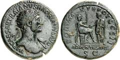 RÖMER RÖMISCHES KAISERREICH. HADRIANUS 117-138. AE-Dupondius (118) 13,28g. Büste mit Pallium über l. Schulter u. Strahlenkrone n.r. IMP CAESAR TRAIANVS HADRIANVS AVG / PONT MAX TR POT COS II - ADVENTV