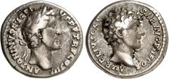 RÖMER RÖMISCHES KAISERREICH. ANTONINUS PIUS mit Marcus Aurelius Caesar 139-161. Denar (140/144) 3,50g. Kopf des Pius mit Lorbeerkranz n.r. ANTONINVS AVG PI-VS P P TR P COS III / AVRELIVS CAESAR AVG PI
