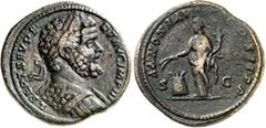 RÖMER RÖMISCHES KAISERREICH. SEPTIMIUS SEVERUS 193-211. AE-Sesterz (194) 27,58g. Belorbeerte gepanzerte Büste n.r. L SEPT SEV [PERT AVG IMP IIII / ANNONA COS II PP SC Annona steht n.l., hält Kornähren