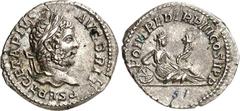 RÖMER RÖMISCHES KAISERREICH. GETA Augustus 209-212. Denar (211) 2,93g. Büste mit Lorbeerkranz n.r. P SEPT GETA PIVS AVG BRIT / FORT RED TR P III COS II P P Fortuna lagert an Rad n.r., hält Füllhorn. R