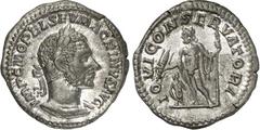 RÖMER RÖMISCHES KAISERREICH. MACRINUS 217-218. Denar (217/218) 2,84g. Panzerbüste m. Lkr. n.r. IMP C M OPEL SEV MACRINVS AVG / IOVI CONSERVATORI Iupiter conservator steht n.l. u. beschützt miniaturisi